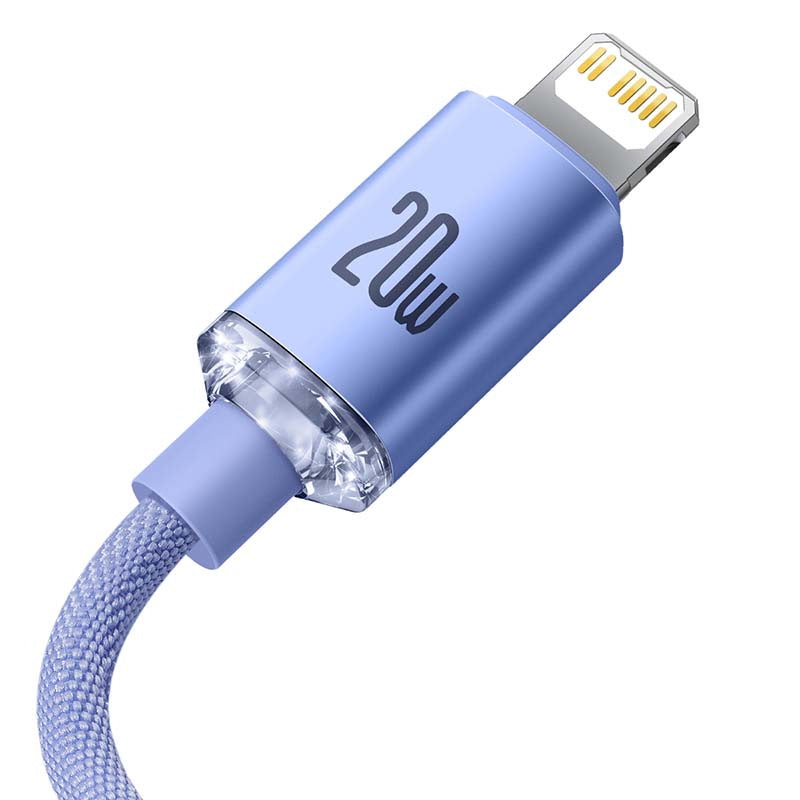 Baseus Crystal kabel USB-C til Lightning, 20W, PD, 2m (violet)