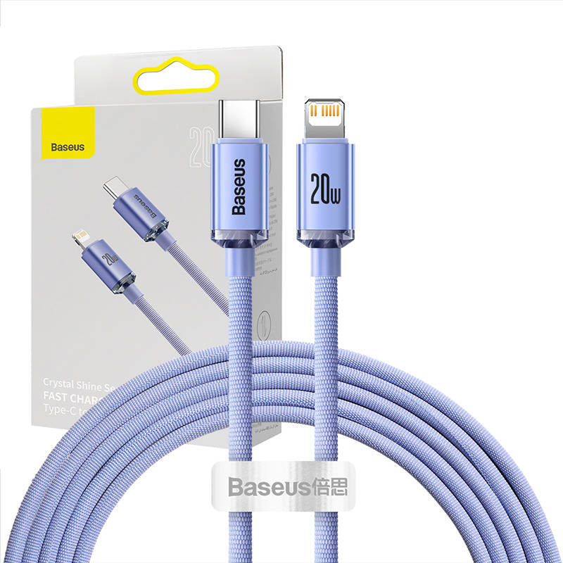 Baseus Crystal kabel USB-C til Lightning, 20W, PD, 2m (violet)