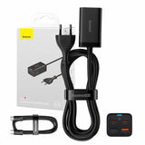 Hurtig oplader Baseus GaN3 Pro, 2x USB-C, 2x USB, 65W (sort)