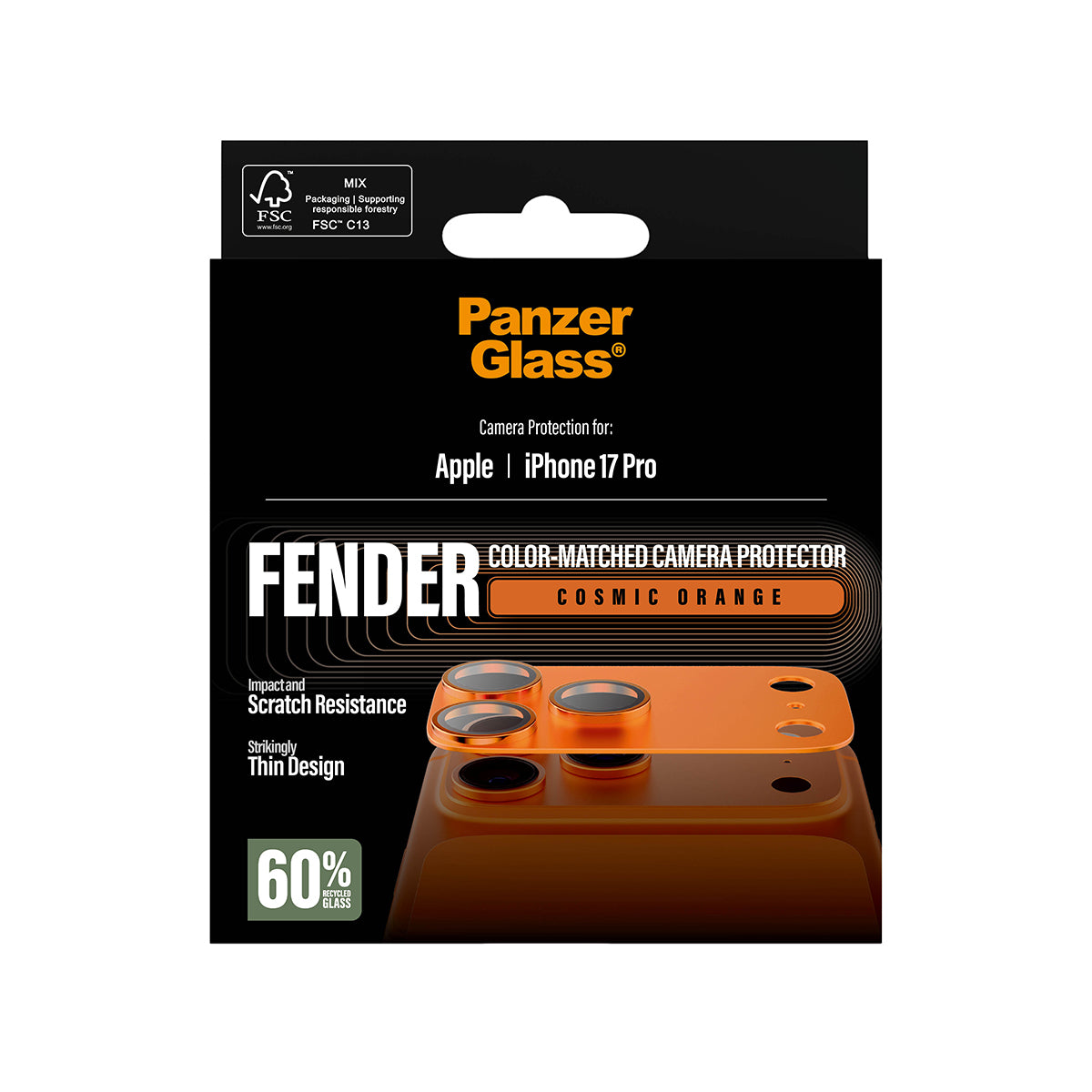 PanzerGlass ® Fender Kamerabeskytter Cosmic Orange iPhone 17 Pro