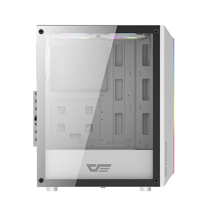 Darkflash DK151 LED-computerhylster (hvid) + 3 RGB-ventilatorer