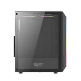 Darkflash DK151 LED-computerhylster (sort) + 3 RGB-ventilatorer