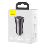 Baseus Golden Contactor Max biloplader, 2x USB, 60W (grå)