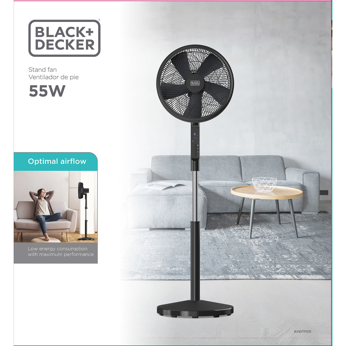 Black+Decker Pedestal Fan 5 Blades Black 50 W