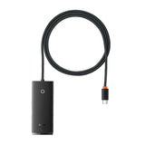 Baseus Lite Series Hub 4in1 USB-C til 4x USB 3.0 + USB-C, 1m (Sort)