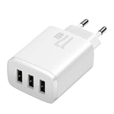 Baseus kompakte hurtigoplader, 3x USB, 17W (hvid)