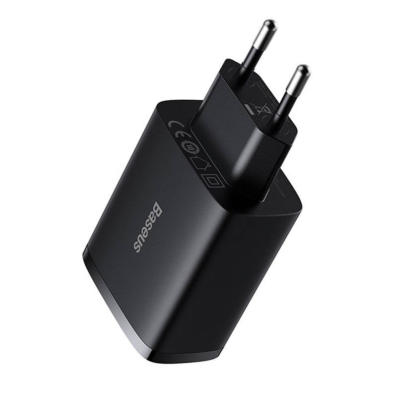Baseus kompakte hurtigoplader, 3x USB, 17W (sort)