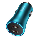 Baseus Golden Contactor Pro biloplader, 2x USB-C, 40W (blå)