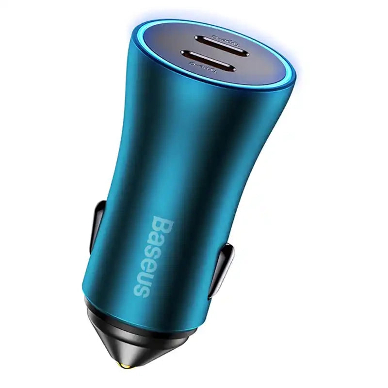 Baseus Golden Contactor Pro biloplader, 2x USB-C, 40W (blå)