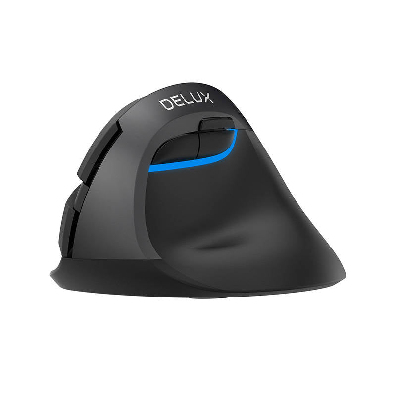 Trådløs vertikal mus Delux M618Mini DB BT+2.4G 2400DPI (sort)