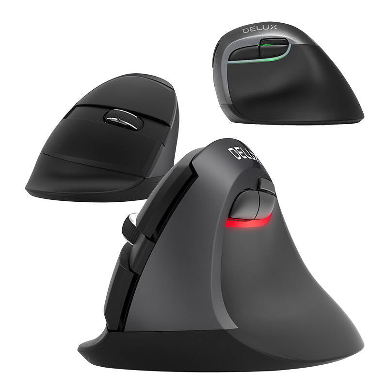 Trådløs vertikal mus Delux M618Mini DB BT+2.4G 2400DPI (sort)