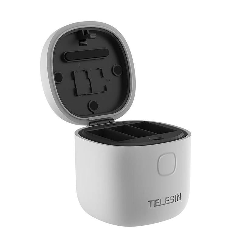 Allin boks Telesin vandtæt tre-kanals oplader + 2 batterier til GoPro Hero 12 / Hero 11 / Hero 10 / Hero 9 (GP-BTR-905-GY-B)