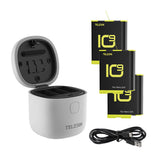 3-slot vandtæt oplader Telesin Allin boks til GoPro Hero 9 / Hero 10 / Hero 11 / Hero 12 + 3 batterier (GP-BTR-906-GY-B)
