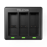 Telesin tre-kanals oplader + 2 batterier til GoPro Hero 9 / 10 / 11 / 12 (GP-BTR-903-B)