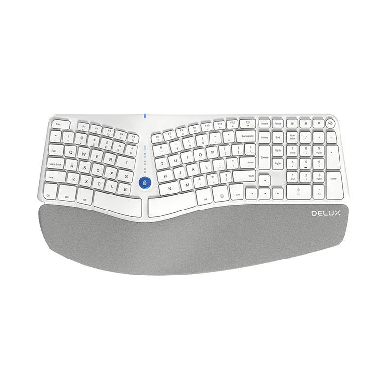 Trådløst ergonomisk tastatur Delux GM901D BT+2.4G (hvid)
