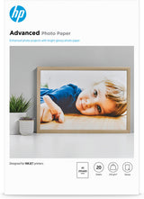 HP Advanced-fotopapir, blankt, 250 g/m2, A3 (297 x 420 mm), 20 ark