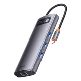 Hub 7in1 Baseus Metal Gleam Series, USB-C til 3x USB 3.0 + HDMI + USB-C PD + VGA + Ethernet RJ45