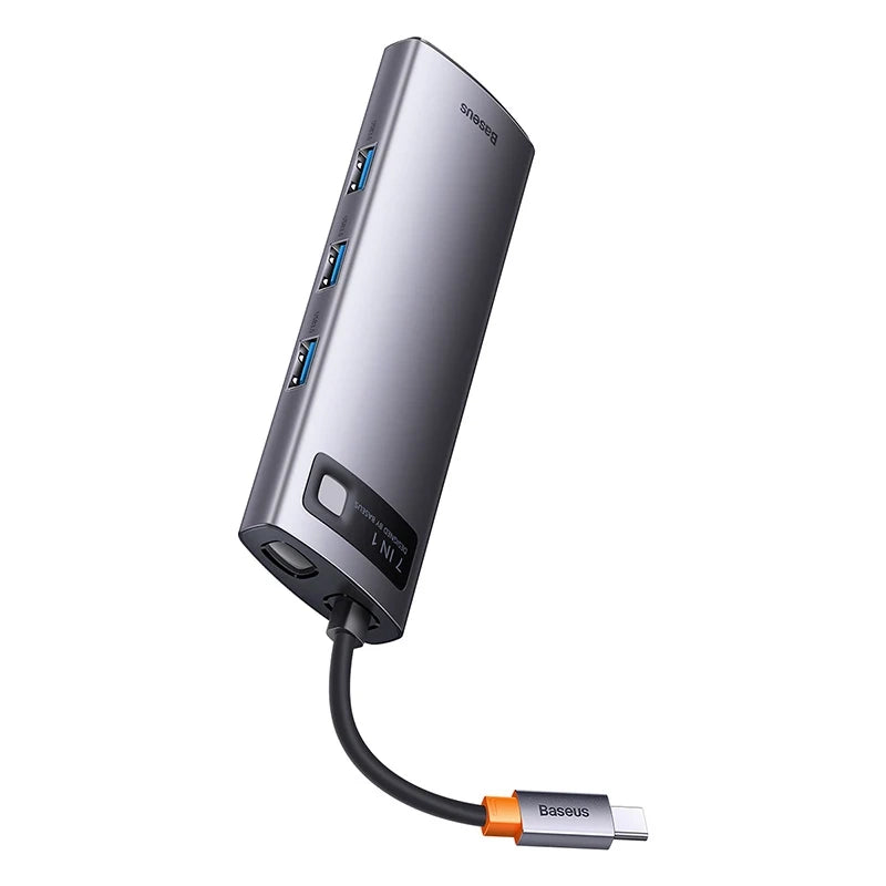 Hub 7in1 Baseus Metal Gleam Series, USB-C til 3x USB 3.0 + HDMI + USB-C PD + VGA + Ethernet RJ45