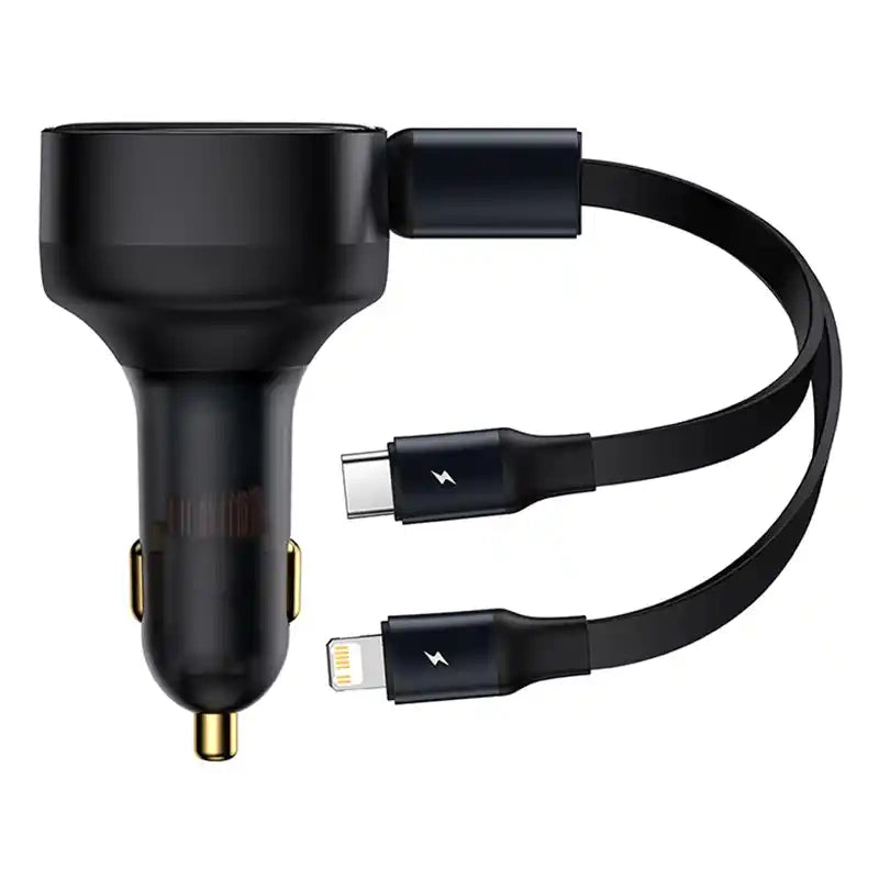 Biloplader Baseus Enjoyment med kabel USB-C + Lightning 3A, 30W (sort)