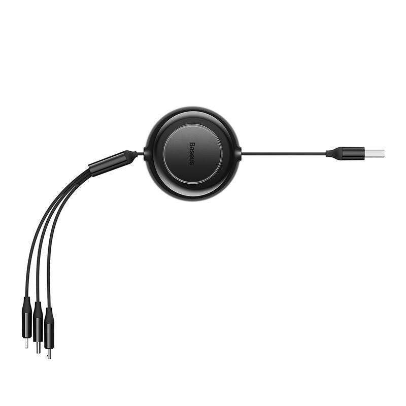 Baseus Bright Mirror 2, USB 3-i-1-kabel til mikro USB / USB-C / Lightning 3.5A 1.1m (Sort)