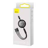 Baseus Bright Mirror 2, USB 3-i-1-kabel til mikro USB / USB-C / Lightning 3.5A 1.1m (Sort)