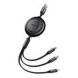 Baseus Bright Mirror 2, USB 3-i-1-kabel til mikro USB / USB-C / Lightning 3.5A 1.1m (Sort)