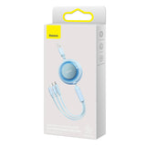 Baseus Bright Mirror 2, USB 3-i-1-kabel til mikro USB / USB-C / Lightning 3,5 A 1,1 m (himmelblå)