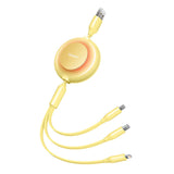 Baseus Bright Mirror 2, USB 3-i-1-kabel til mikro USB / USB-C / Lightning 3.5A 1.1m (gul)