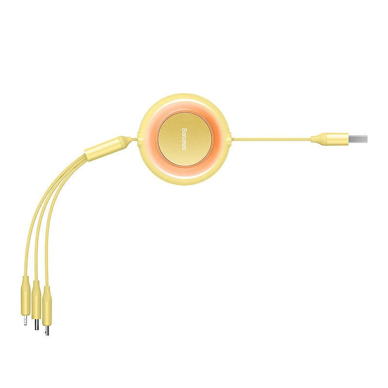 Baseus Bright Mirror 2, USB 3-i-1-kabel til mikro USB / USB-C / Lightning 3.5A 1.1m (gul)