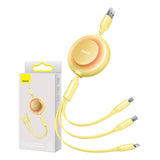 Baseus Bright Mirror 2, USB 3-i-1-kabel til mikro USB / USB-C / Lightning 3.5A 1.1m (gul)