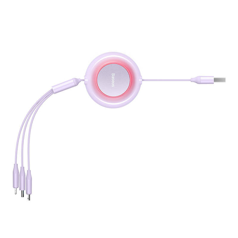 Baseus Bright Mirror 2, 3-i-1-USB 3-i-1-kabel til mikro-USB / USB-C / Lightning 3.5A 1.1m (purpur)