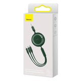 Baseus Bright Mirror 2, USB 3-i-1-kabel til mikro USB / USB-C / Lightning 3,5 A 1,1 m (grøn)