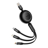 Baseus Bright Mirror 3, USB 3-i-1-kabel til mikro USB / USB-C / Lightning 66W / 2A 1.1m (Sort)
