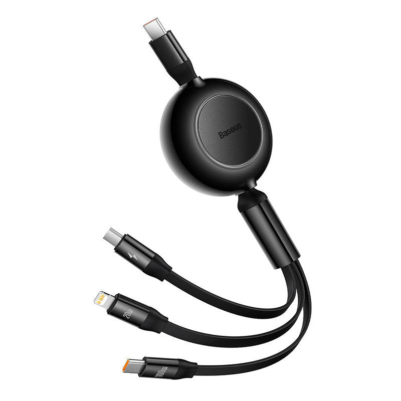 Baseus Bright Mirror 4, USB-C 3-i-1-kabel til mikro USB / USB-C / Lightning 100W / 3.5A 1.1m (Sort)