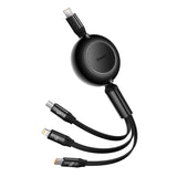 Baseus Bright Mirror 4, USB-C 3-i-1-kabel til mikro USB / USB-C / Lightning 100W / 3.5A 1.1m (Sort)