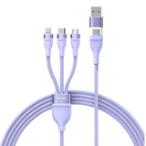 3in1 USB-kabel Baseus Flash Series 2, USB-C + micro USB + Lightning, 100W, 1.2m (lila)