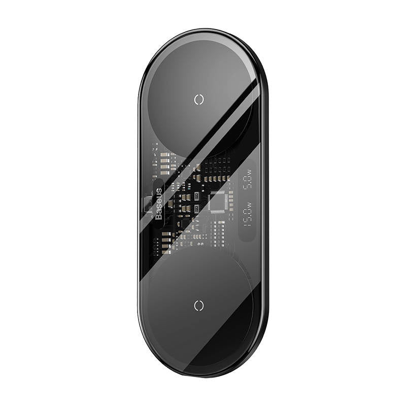 Dual Qi trådløs oplader Baseus Digital LED Display, 20W