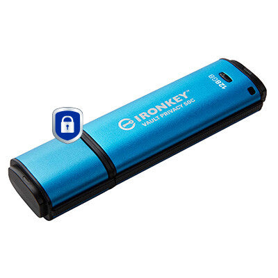 Kingston Technology IronKey 128GB USB-C Vault Privacy 50C AES-256 Encrypted, FIPS 197