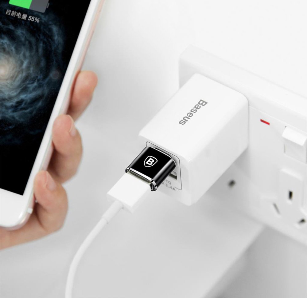 Baseus Mini USB-A to USB-C OTG Adapter - Black