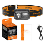 Forlygter Superfire HL23, 220lm, USB-C