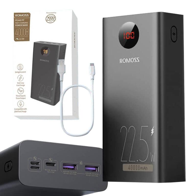 Powerbank Romoss PEA40PF 40000mAh, 22.5W (sort)