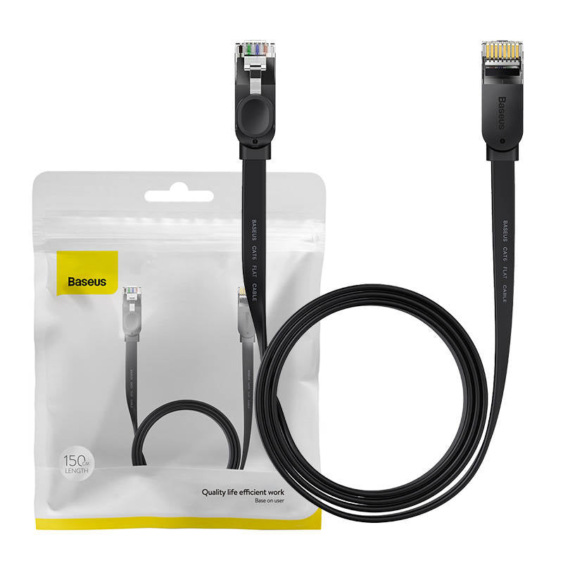 Baseus Ethernet RJ45, 1Gbps, 1,5 m netværkskabel (sort)