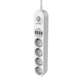 Strømstrimmel med 4 stikkontakter, 4x USB, LDNIO SE4432, 2m (hvid)
