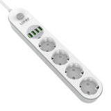 Strømstrimmel med 4 stikkontakter, 4x USB, LDNIO SE4432, 2m (hvid)