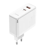 Væglader Baseus GaN5 Pro USB-C + USB, 100W + 1m kabel (hvid)