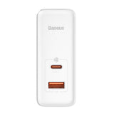 Væglader Baseus GaN5 Pro USB-C + USB, 100W + 1m kabel (hvid)