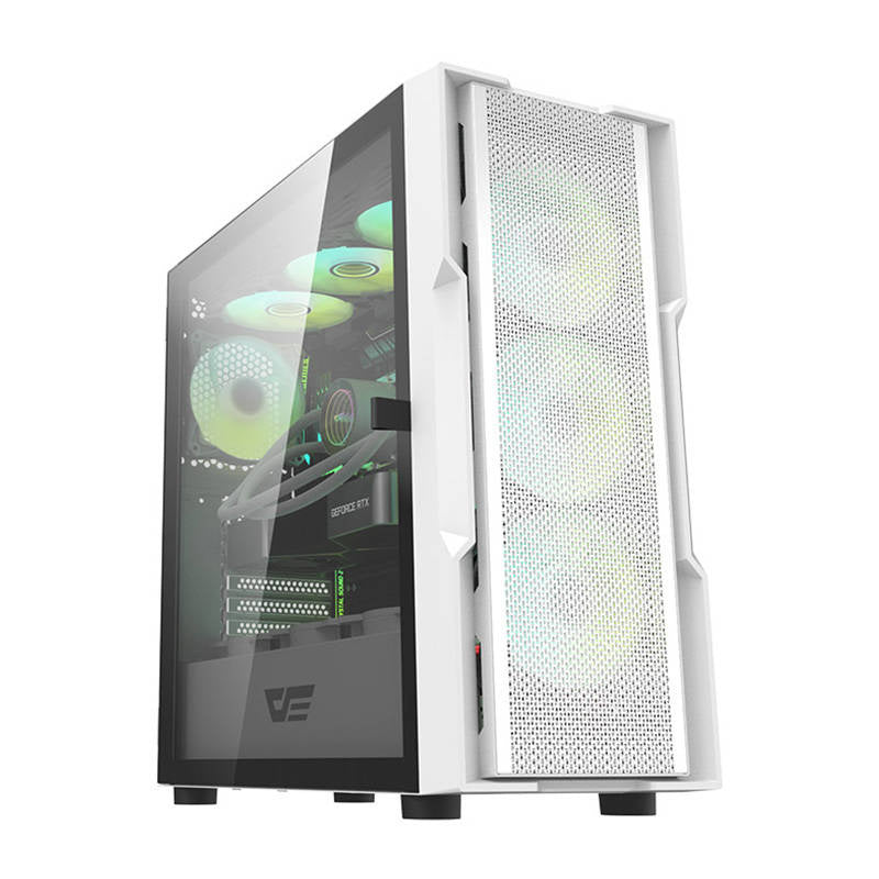 Darkflash DK431 computerkasse (hvid) + 4 vifter