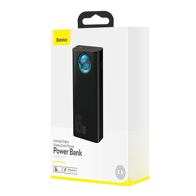 Powerbank Baseus Amblight 30000mAh, 4xUSB, USB-C, 65W (sort)