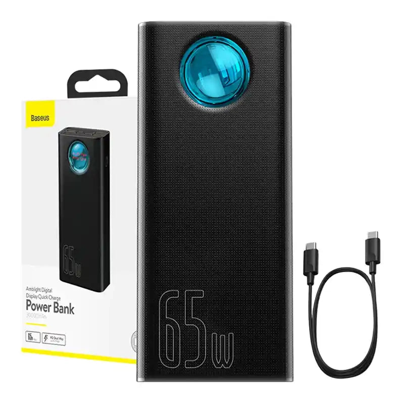 Powerbank Baseus Amblight 30000mAh, 4xUSB, USB-C, 65W (sort)
