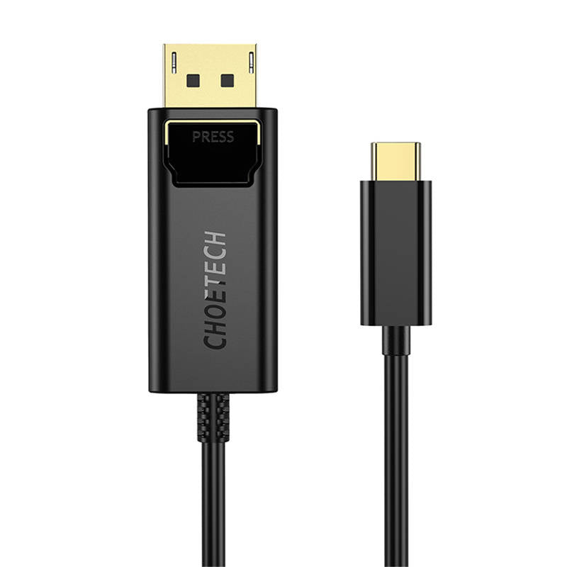 USB-C til Display Port kabel Choetech XCP-1801BK, ensrettet, 4K, 1,8 m (sort)